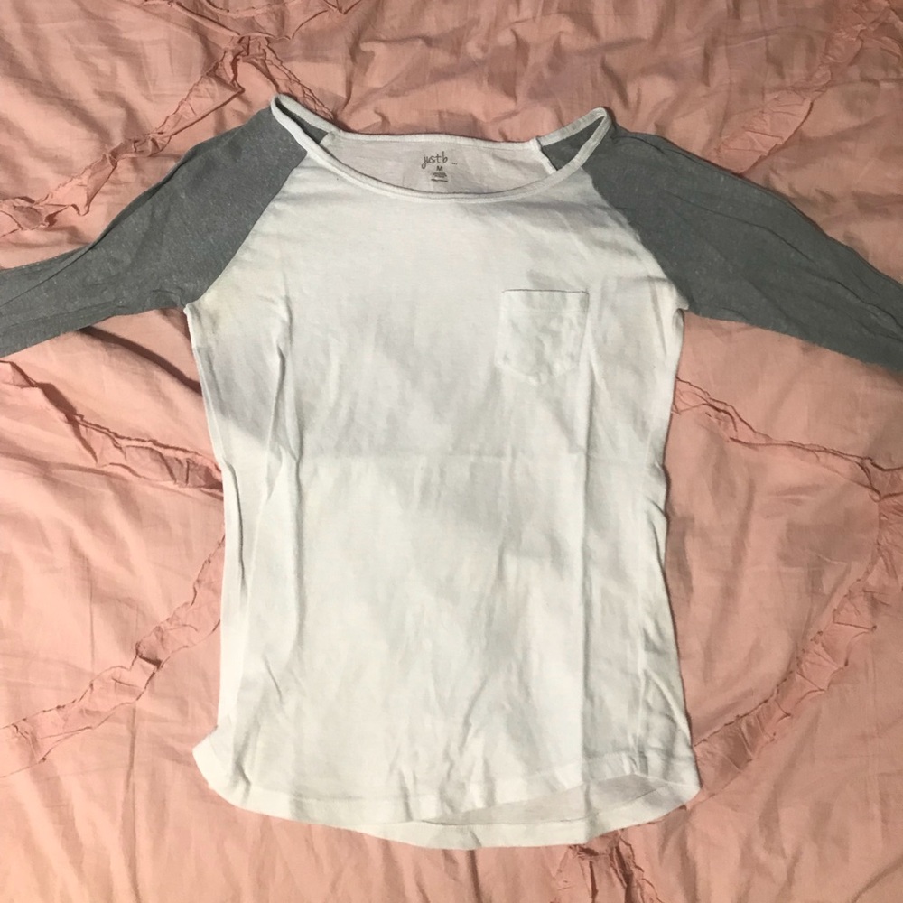 White and gray long sleeve tee shirt